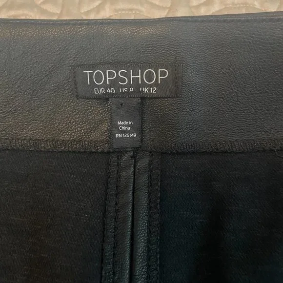 Topshop Motto Black Faux Leather Skirt Size US 8 (Euro 40) - Picture 5 of 11